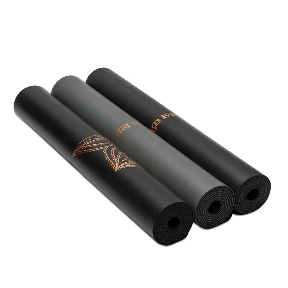 

2022 free sample factory anti slip custom logo yoga mat pu natural rubber yoga mat drop shipping gym fitness equipment pu yoga m, Black