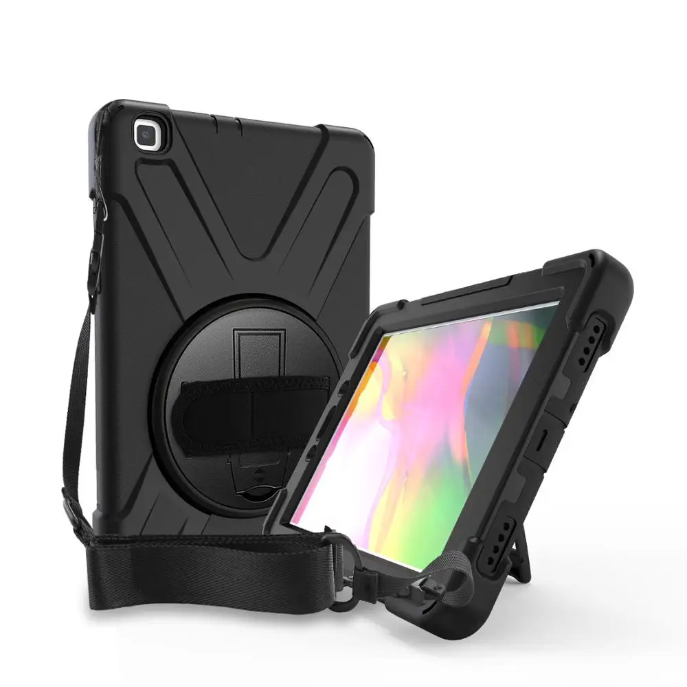 

For Samsung Tab A 8.0 2019 Case T290 T295 With Hand Strap 360 Degree Rotating Kickstand Full-Body Impact Resistant Tablet Cover