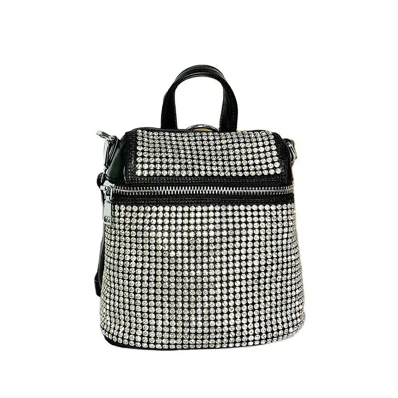 

Luxury Trendy Synthetic Leather Diamond Sequin Backpacks For Girls Black