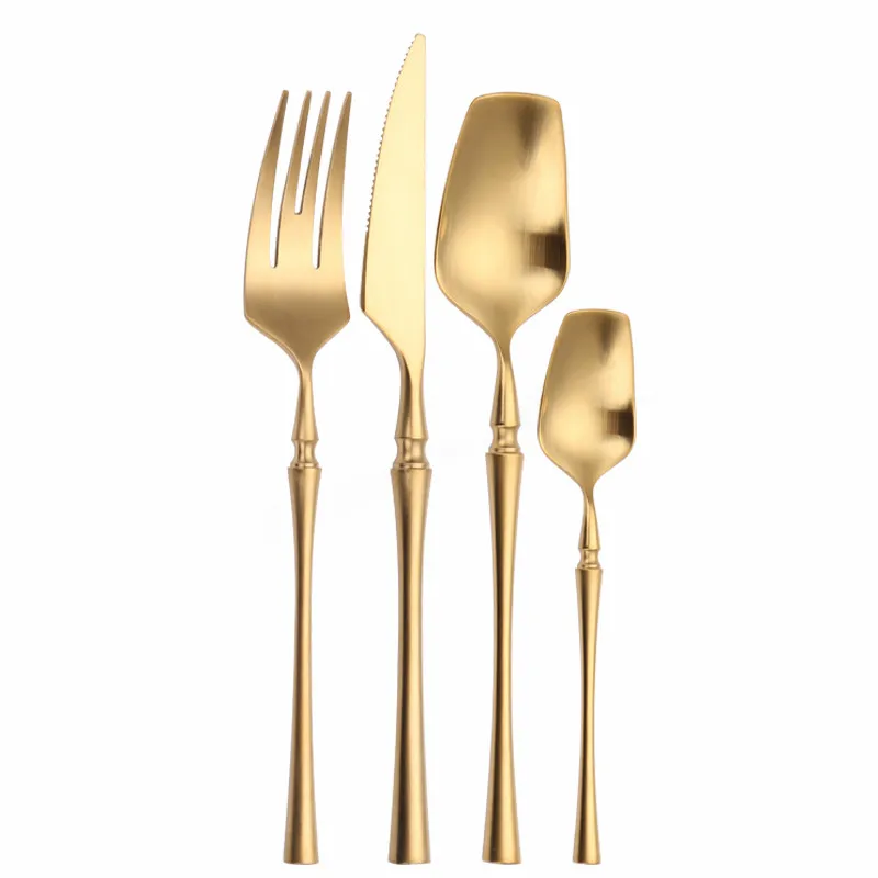

Luxury Metal reusable gold plated cutlery flatware pvd plated stainless steel 304 gold spoon fork knife cutlery set