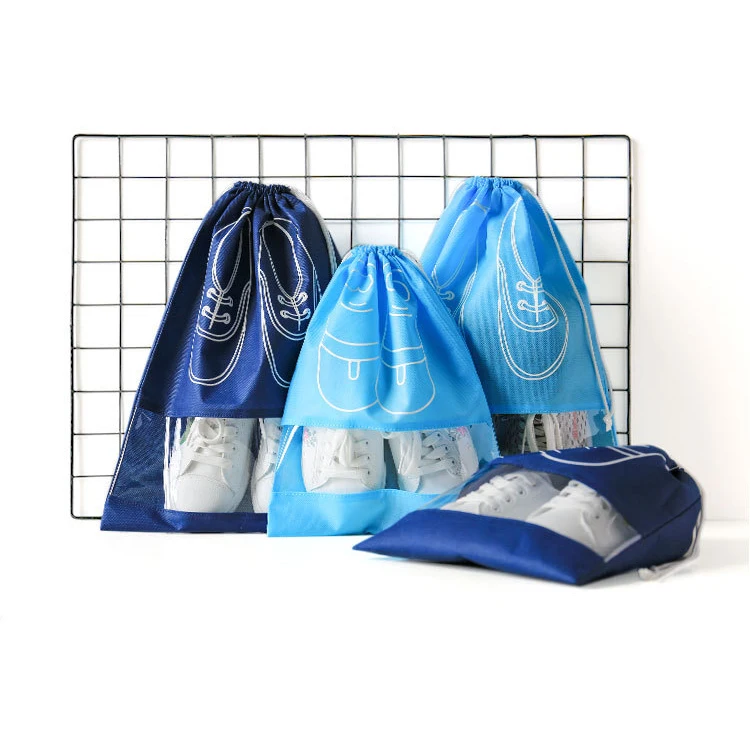 

cheap large pvc window draw string travel reusable non woven drawstring dust storage shoe bag wholesale, Customized color