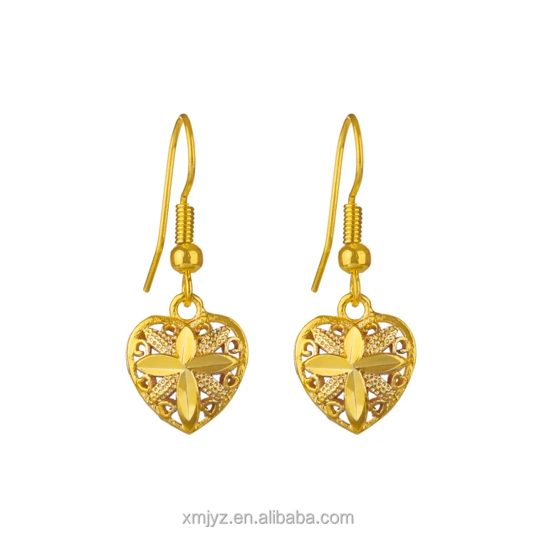 

Net Red Same Earrings Wholesale Exquisite Love Ear Hooks Women'S Brass Gold Plated 18K Love Earrings Wholesale