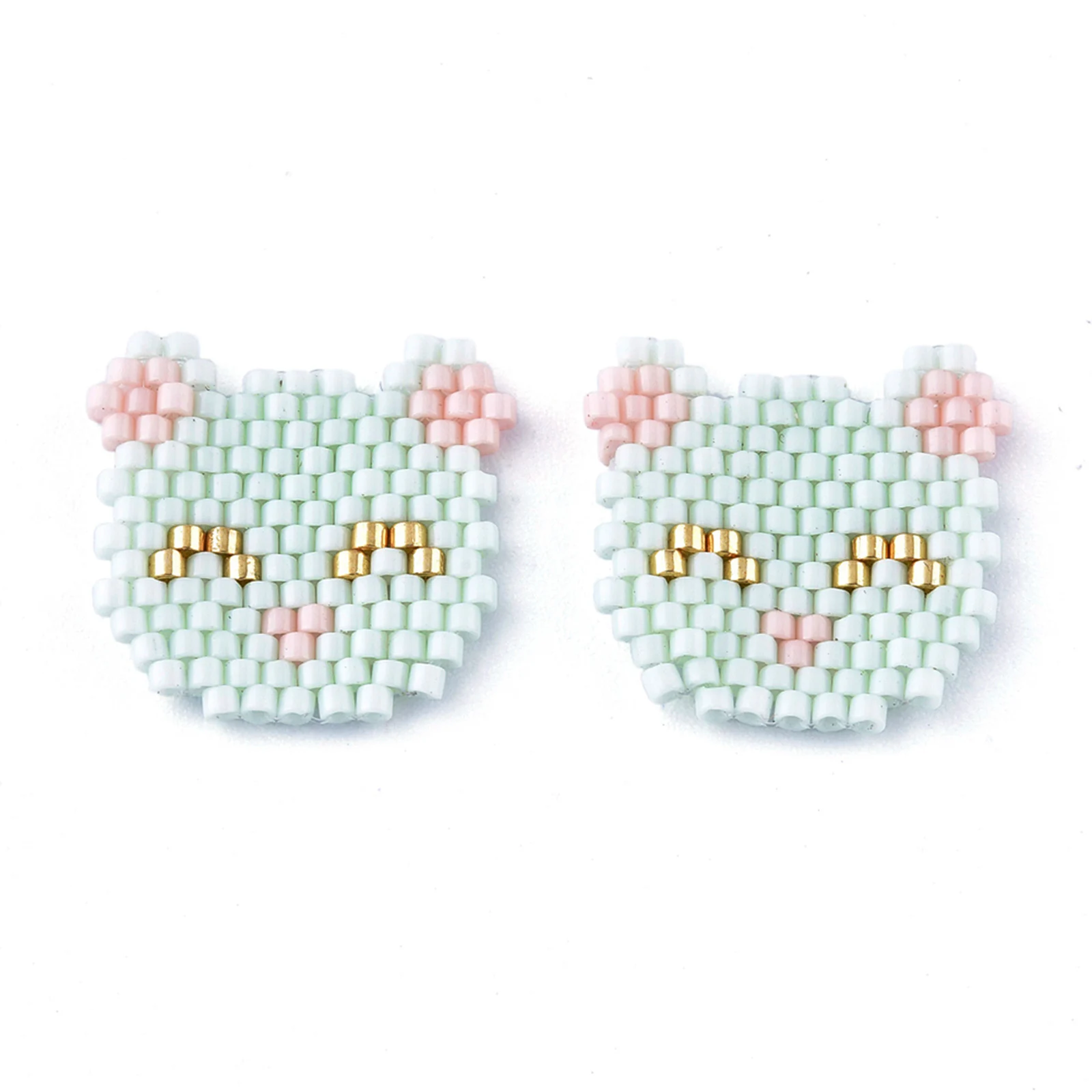 

PandaHall Cat Shape Aquamarine Handmade Seed Beads Pendants