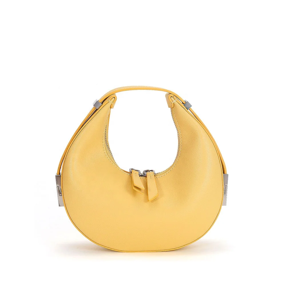 

customization logo 100% Genuine Leather latest design fancy girl Half Moon luxury ladies Hand bags