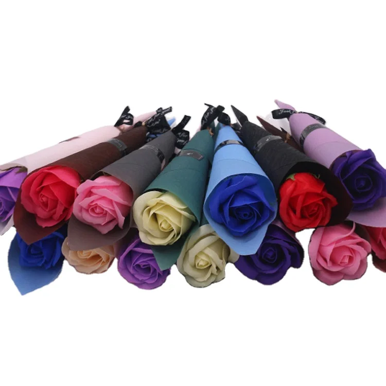 

Free shipping Beautiful Fashion Single Artificial Soap Flower Bouquet Gift Simulation Carnation Rose Flower