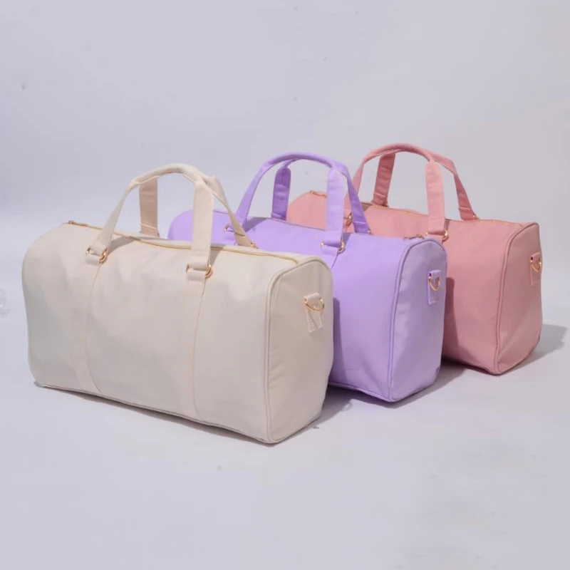 

Low MOQ Stock Custom Logo Printing Women Men Nylon Handbags Traveling Travel Bags Duffel Bag