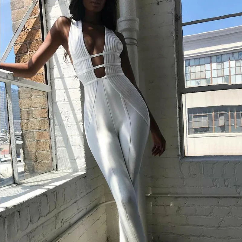 

Casual Loose Sleeveless Wide Leg Woman Jumpsuit Romper Elegant O Neck Solid Women Overalls White One Piece Women Outerwear