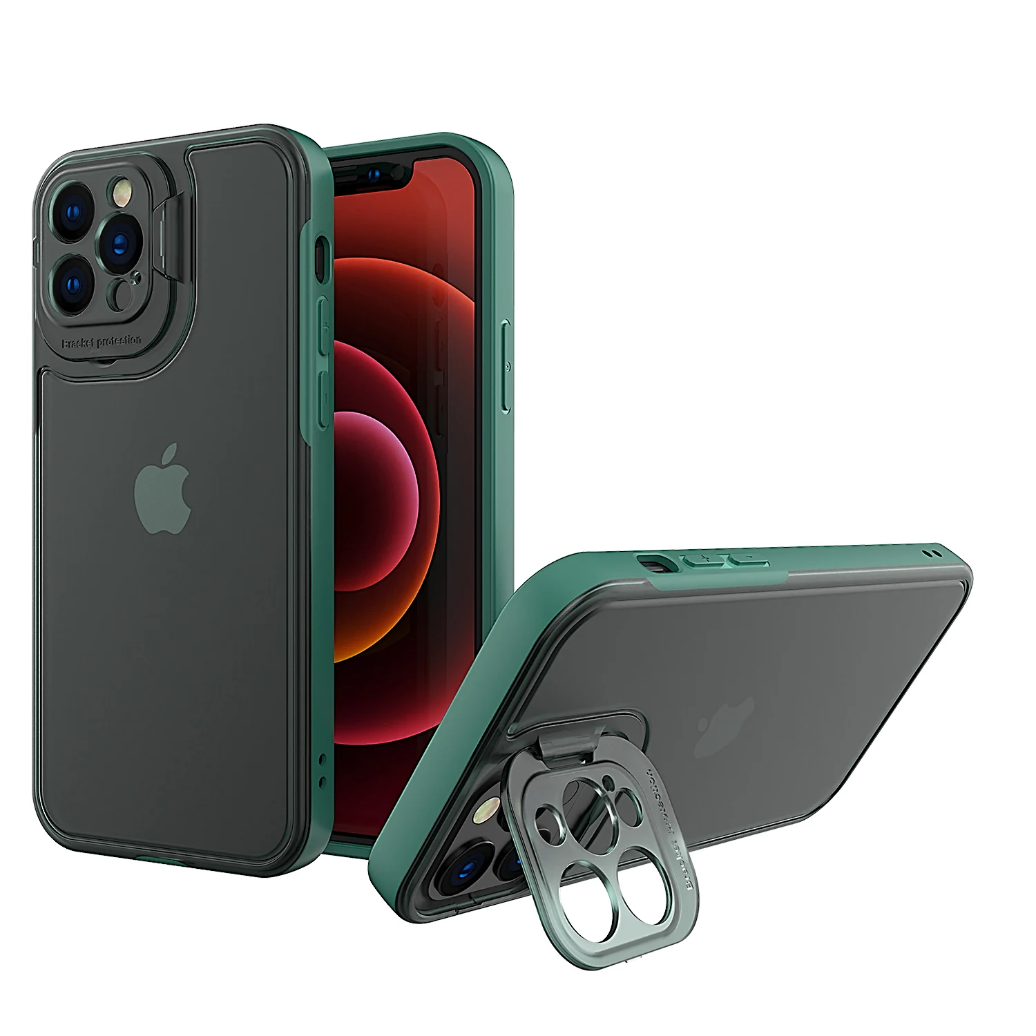 

New Design Case Anti-Fall For Iphone 11 pro shockproof camera kickstand phone cover for Iphone 12, 4 colors