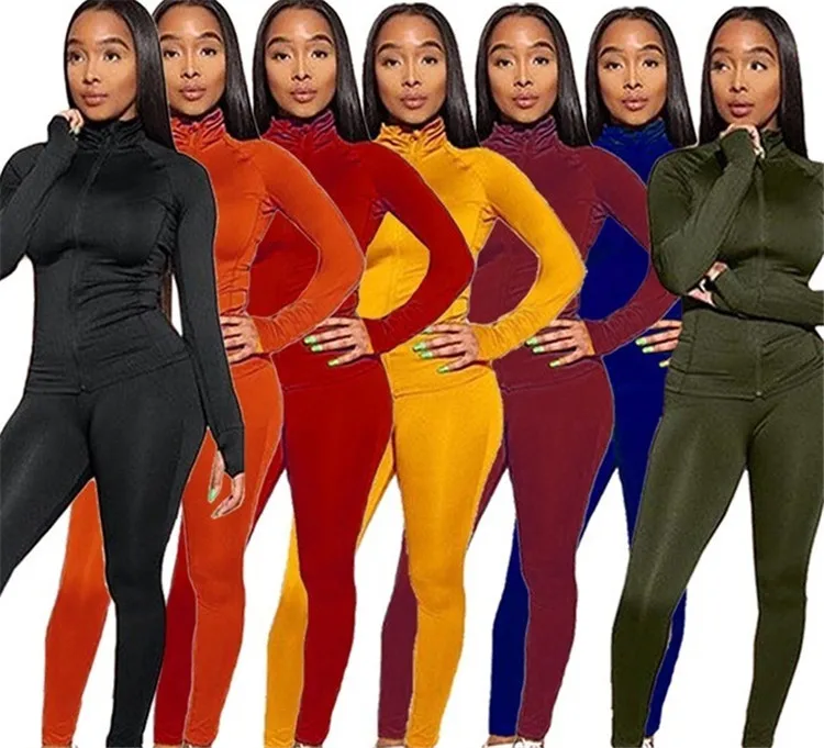 

EB-2021010613 2021 Trendy Gym Yoga Ladies Tracksuit Long Sleeve Coat Sweatpants Plus Size Jogging Women Two Piece Set