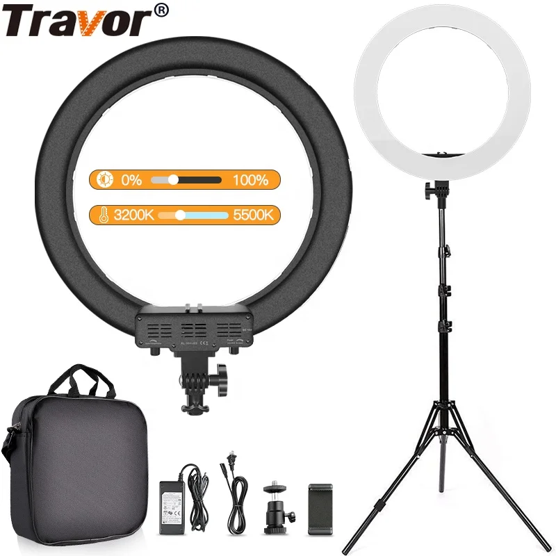 

Travor 2020 new RL-18A adjustable light ring lamp tiktok led live beauty seflie ring light 18 inch makeup ringlight with tripod