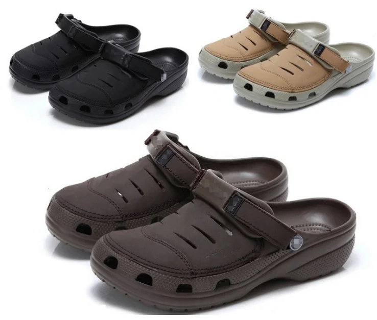 

Genuine Leather Clog Men Casual Sandals Slippers, Black,brown,khaki