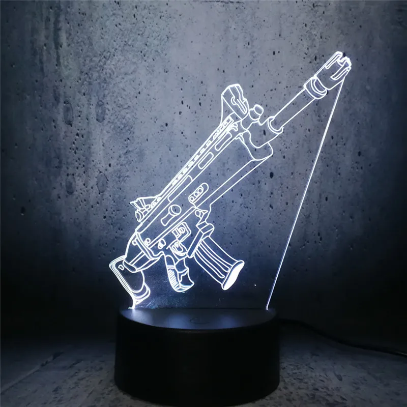 Cool 3d Submachine Gun Toy Led Night Light Battle Royale Game Pubg Tps Scar L Rifle Usb Rc Lamp Theme Party Christmas Kids Gift Buy Night Light For Children Kids Bedroom Bed