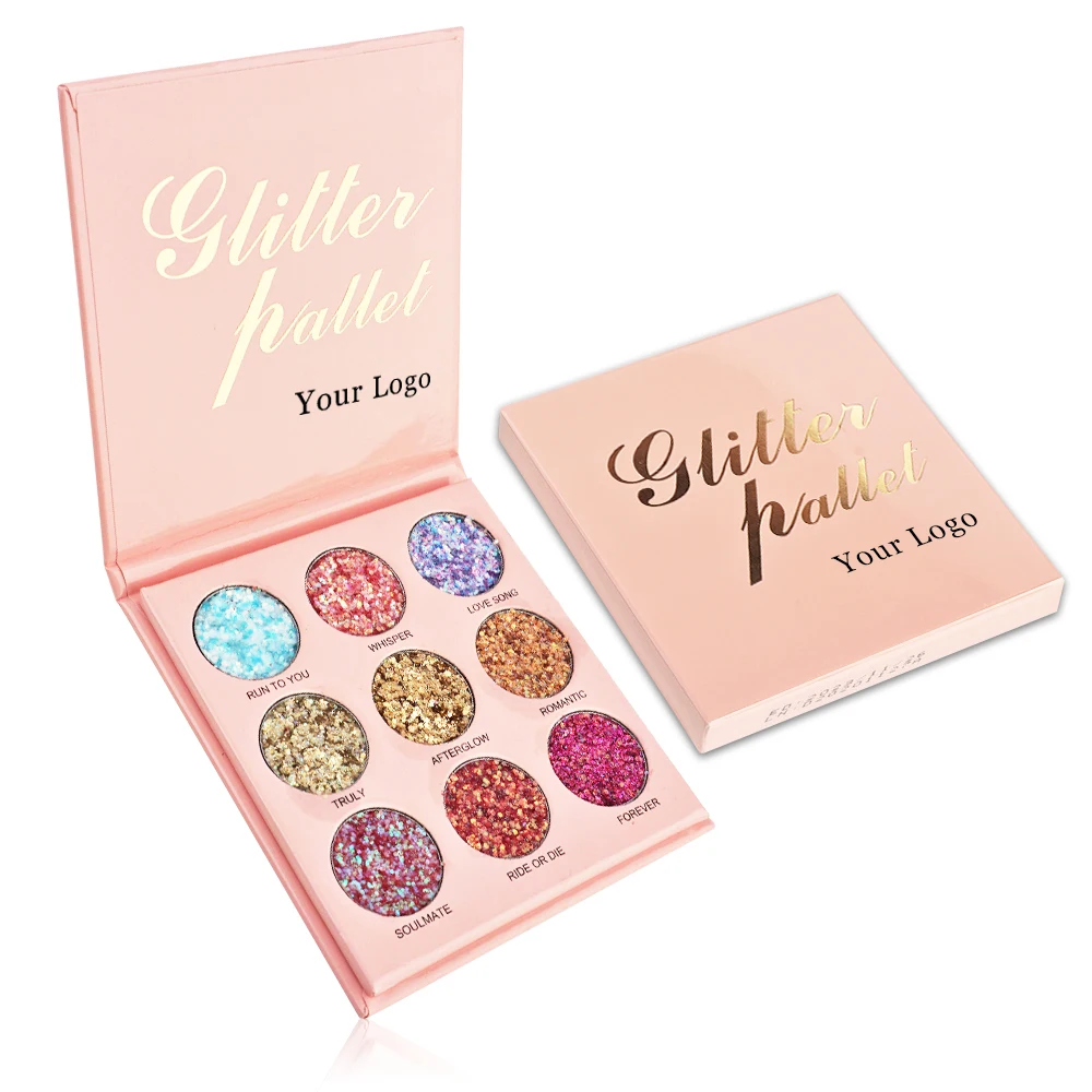 

9 colors glitter eyeshadow palette highpigmented eye shadow makeup private label customize for eyes beauty