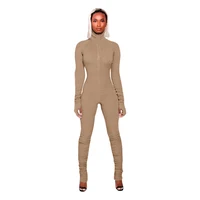 

8358 Hot sales long sleeves women tight zipper casual jumpsuits and rompers