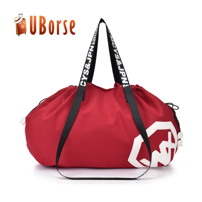 
Custom women men canvas travel duffel bag shoulder sport bag drawstring gym bag 