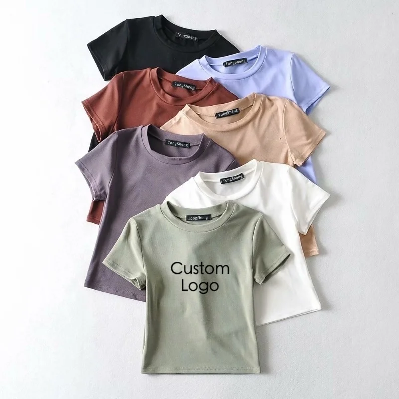 

high quality custom women t shirt printing private labels logo embroidery t-shirt cotton blank women slim fit summer tshirt, Any colors
