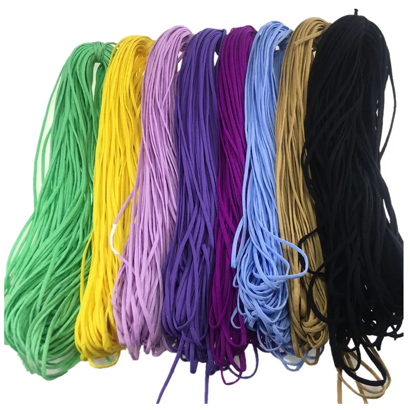 Factory direct customization Selling elastic3mm round  and 5mm flat  nylon flat cord braid rope earloop Ear bands