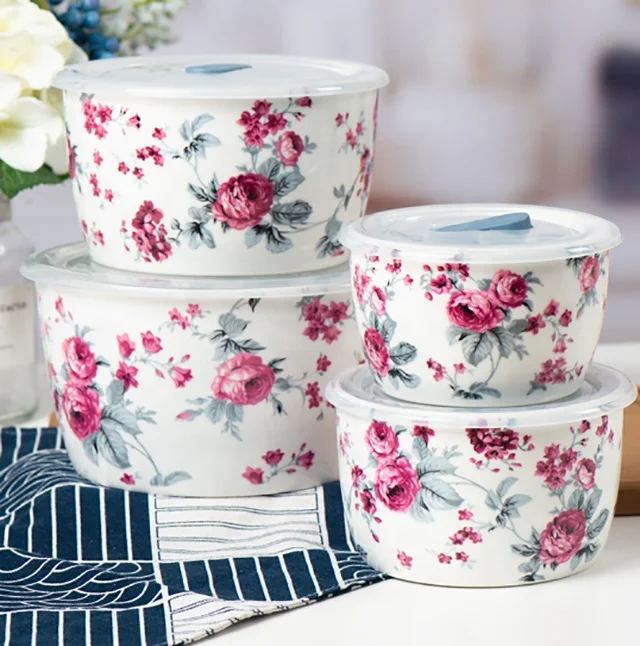 Mixing Bowls With Lids Food Storage Container Bowl Set Porcelain Soup