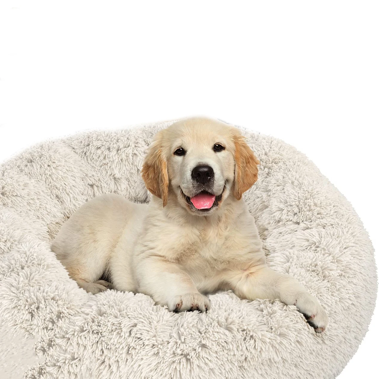 

Soft Comfy Marshmallow Cuddler Fuzzy Plush Washable Anti Anxiety Calming Donut Pet Dog Bed for Dog Cat, Customized color