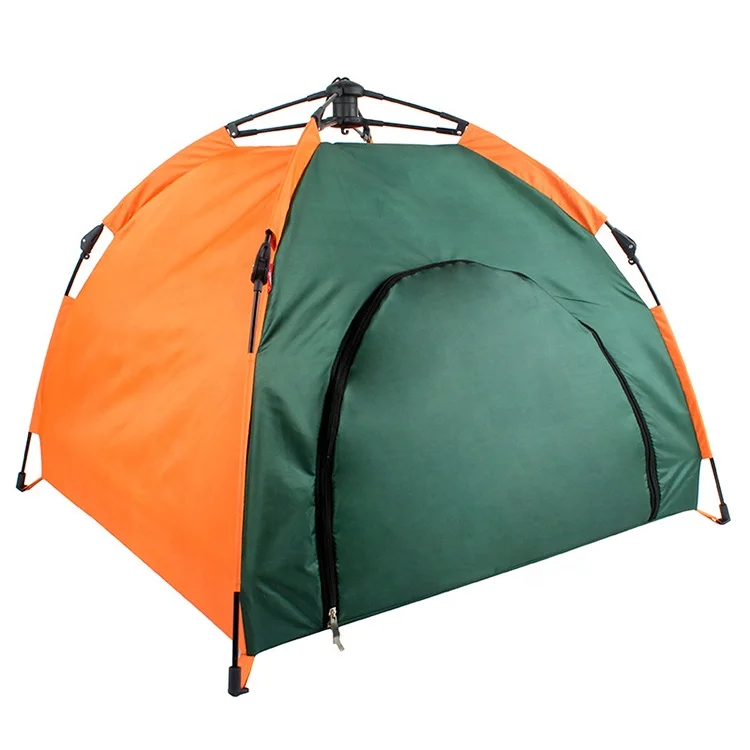 

Portable Automatic Ultralight Outdoor Waterproof Pop up Polyester Small Single Foldable Pet Tent Dog Tent, Green+orange