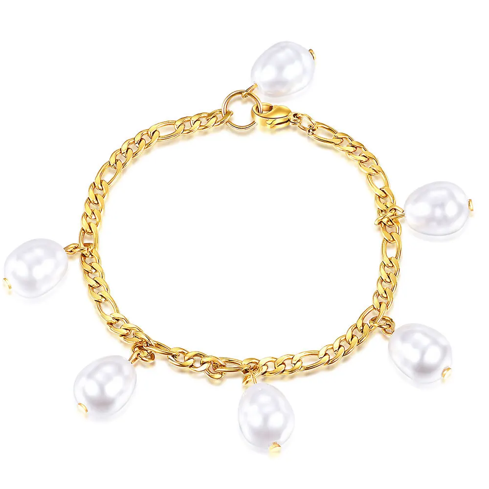 

Bracelets/jeweKorean Style Adjustable Link Chain Baroque Pearl Anklet 18K Gold Plated Freshwater Pearls Pendant Anklets For Girl