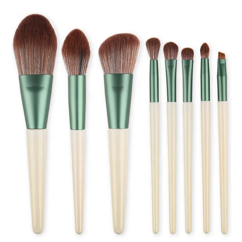 

Wood Handle Makeup Brushes with Opp Bag 8Pcs Blush Brush Powder Eye Shadow Make Up Brushes Set