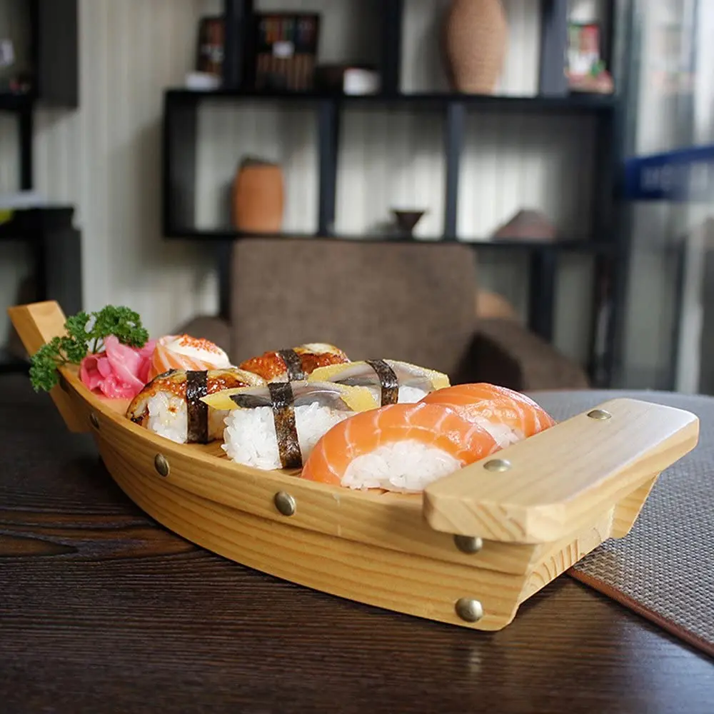 

Japanese Sashimi Small Natural Wooden Sushi Serving Tray Plate Boat display boat 30/40/60/80cm for Restaurant Home