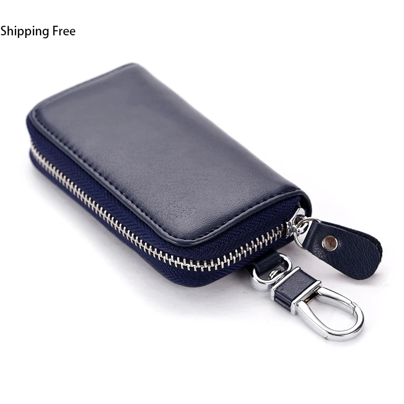 

Free shipping Multi-function Men Women Cow Leather Slim Zipper key bag Men Women key wallets Key Holder