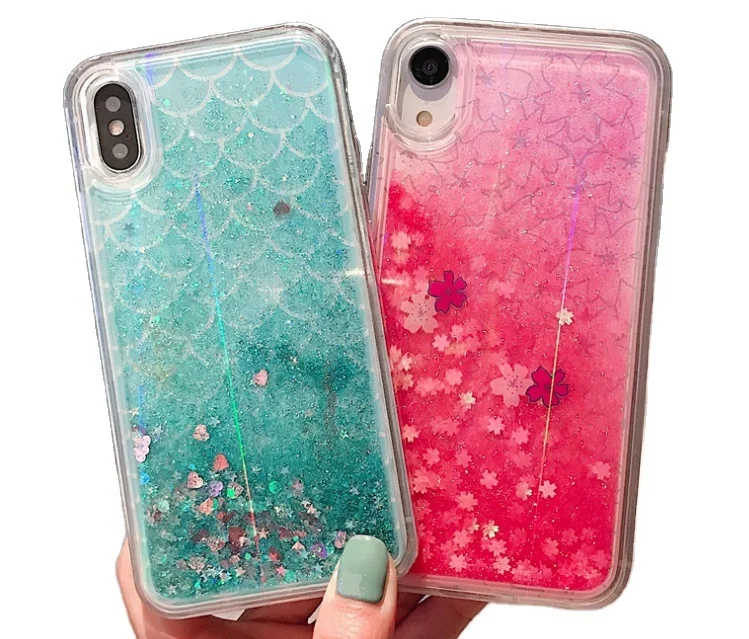 

Luxury fish scale pattern phone case,liquid quicksand phone case for iphone 8, Red,blue, etc....