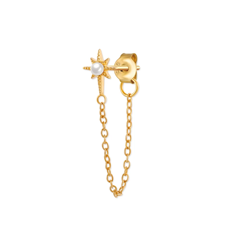 

S925 sterling silver octagonal star pearl streamline earrings ladies trendy earrings