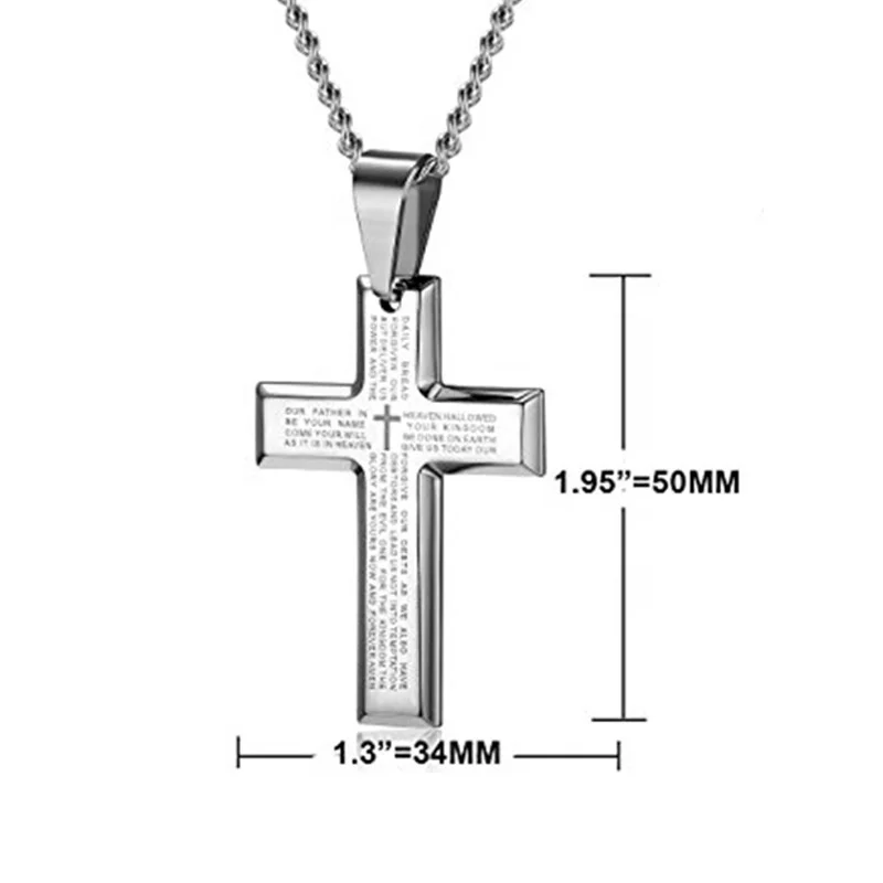 product-New Style Letter Engraved Jesus Cross Necklace Stainless Steel Black-BEYALY-img