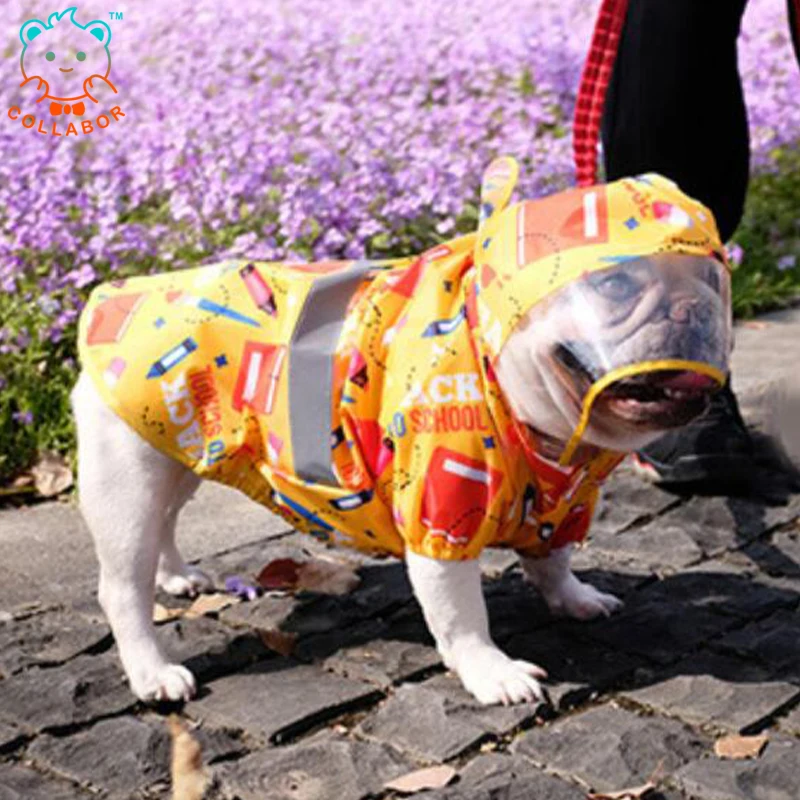 

COLLABOR French Bulldog Manufacture Waterproof Dog Hoodie Raincoats Windproof Dog Rain coat For Small Medium Dogs and Puppies, Solid, digital print