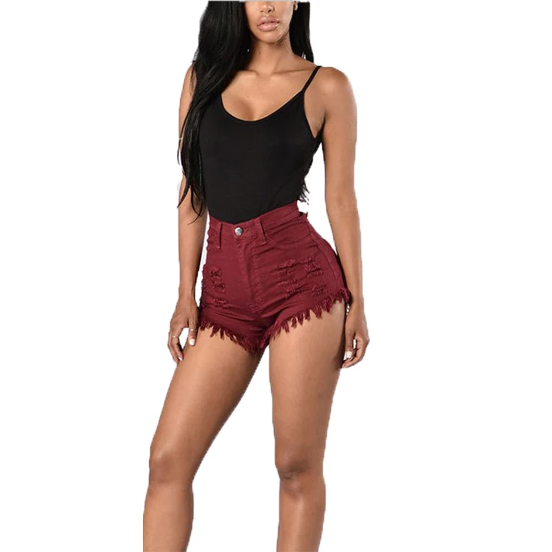 

wholesale Amazon Women Stretch denim short jeans female tassel hot pants