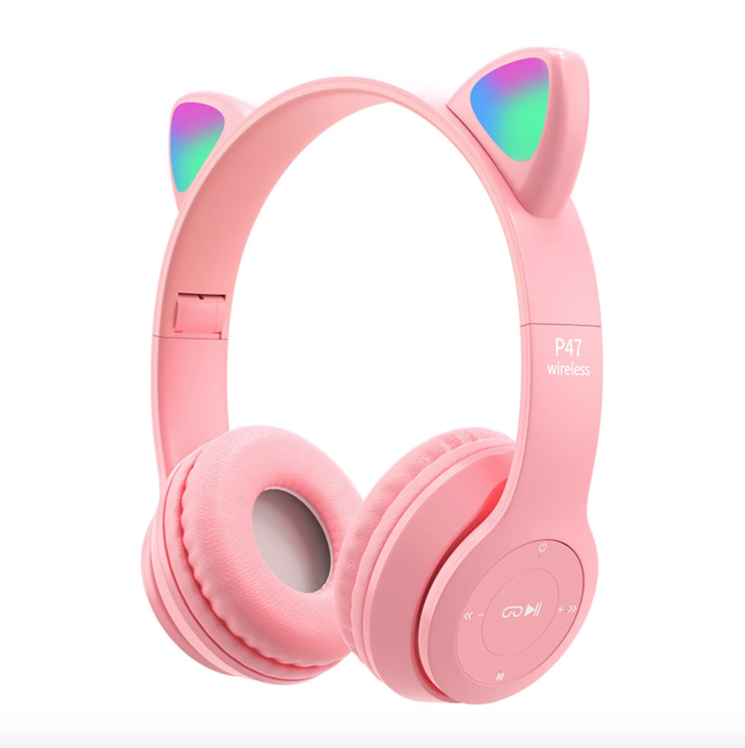 

New P47 Cat Ear Colorful LED Lights Wireless Headphone Cute Lovely Kids Stereo Headset Children Cartoon Folding Earphone