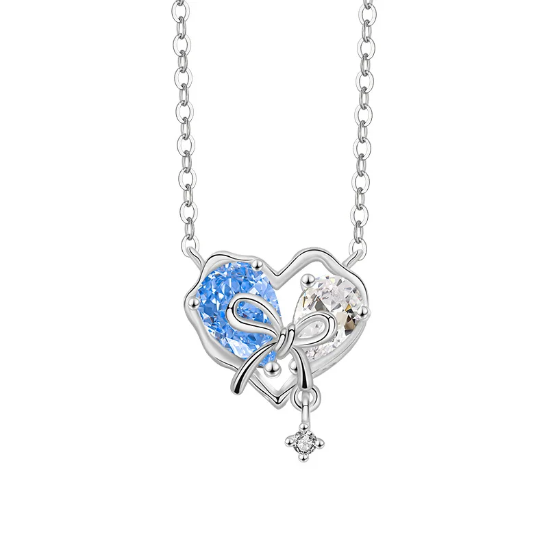 

Original Design 925 Sterling Silver Fashion Fine Jewelry Heart Pear Cut Claw Setting Zircon Pendant Necklace