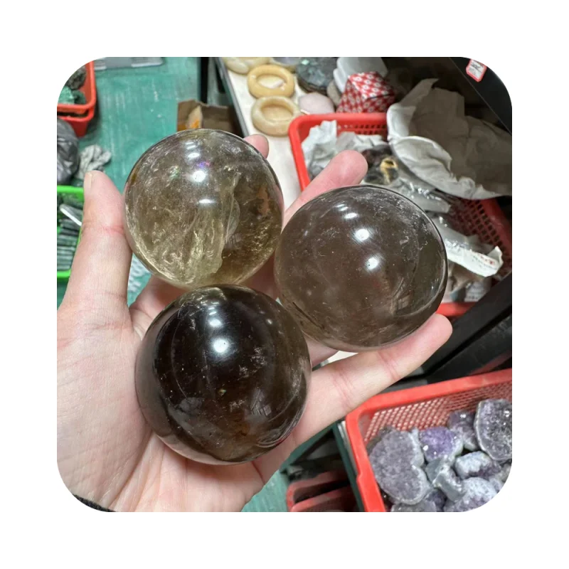 

Wholesale Natural quartz smoky crystal healing gemstones balls smoky quartz crystal material crafts spheres for gift