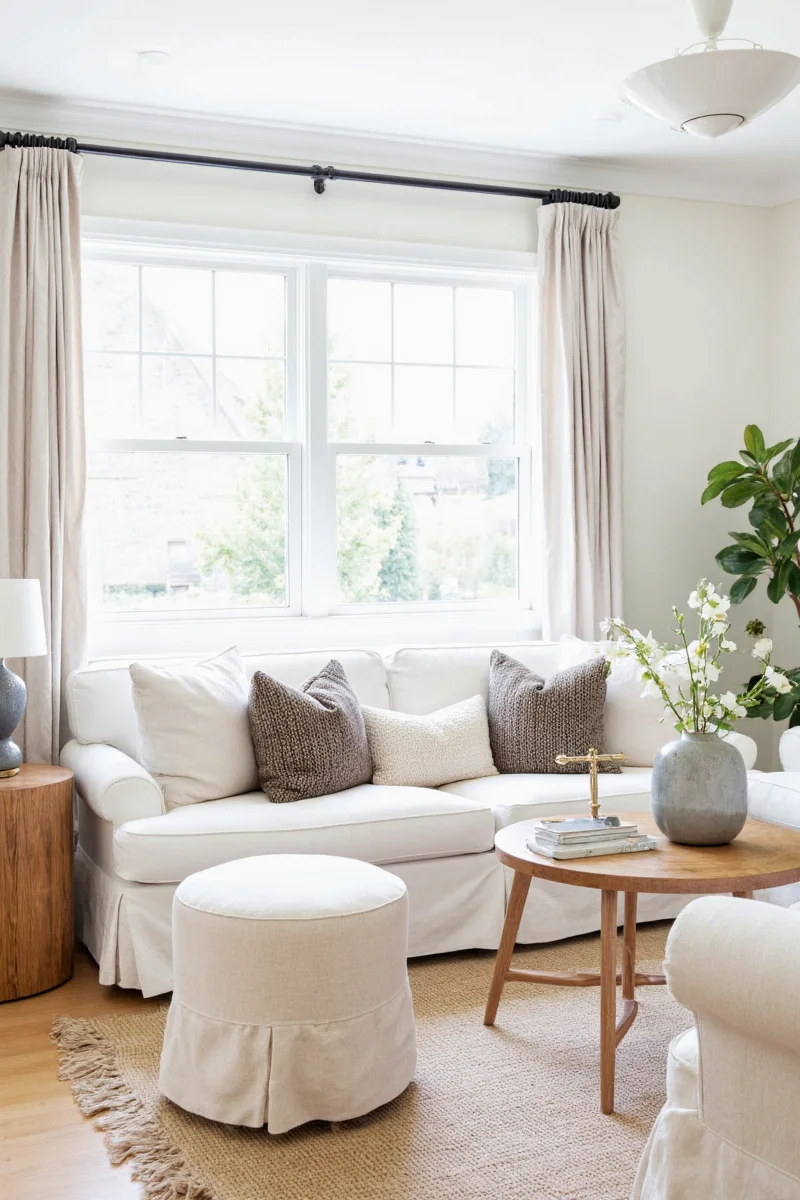 Pottery Barn Slipcover Sofa in Coastal Chic style