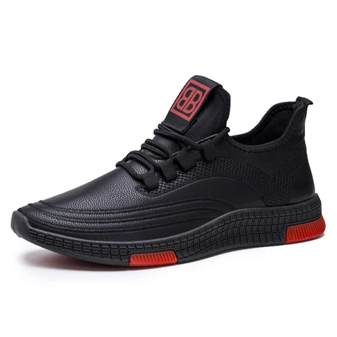 

PU Upper Fashion Men Shoes New Style Casual Running Mens Sneakers Dropshipping, Black red,black white