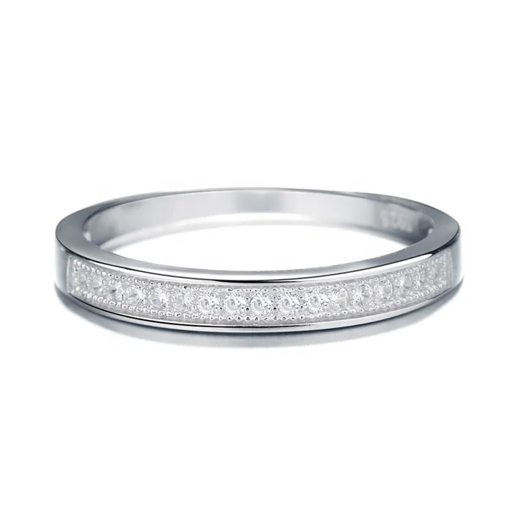 

Wedding Band Rings in Pure Silver 925 with CZ Stone Simple Finger Rings Jewelry for Girls, As customer request