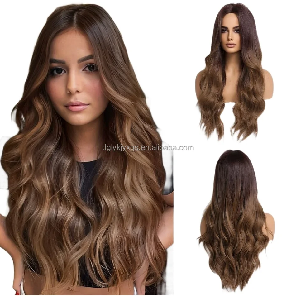 WL07 Small Area Lace Body Wave Synthetic Lace Wigs Lace Front Wigs Ombre Brown Mixed Blonde Water Wave Wig Women Hair