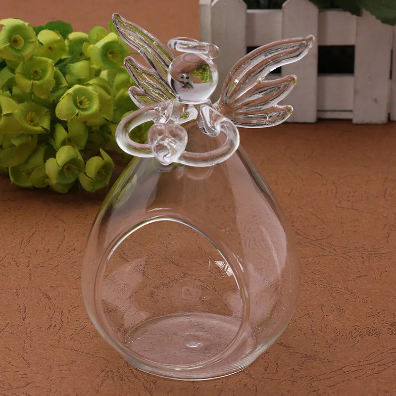 

Romantic Angel Shape Small Home Wedding Party Decoration Hanging Candlestick Glass Candle Holder