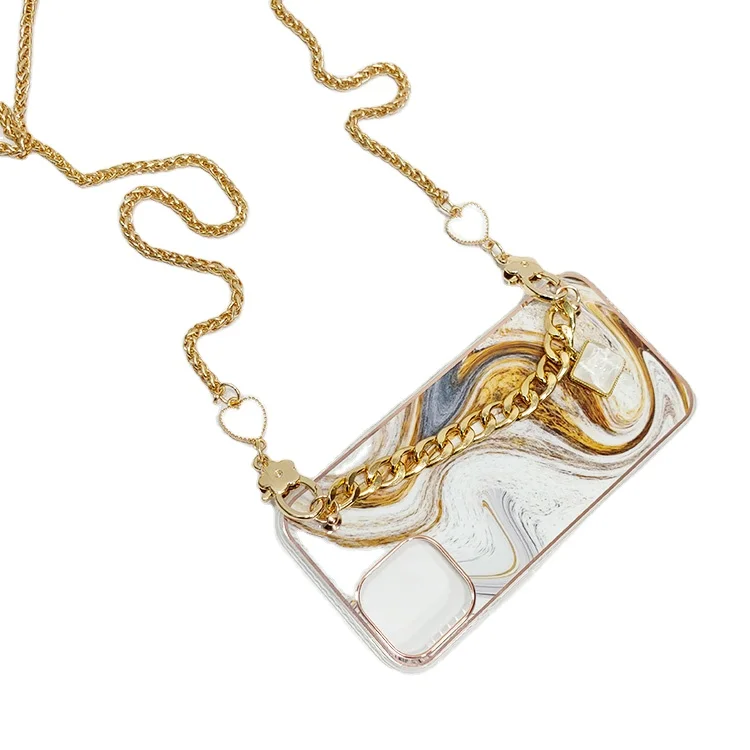 

2022 new gold chain marble luxury unique for iphone 11 12 13 pro max case