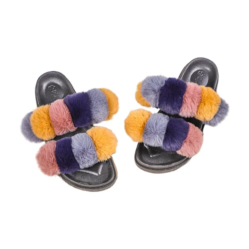 

cute comfortable fur ball slipper for women, Show as pictures