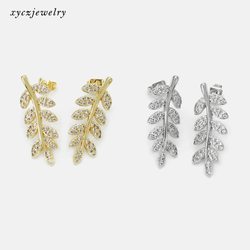 

Hot sale jewelry for women gold plated leaf shape stud earrings, Picture