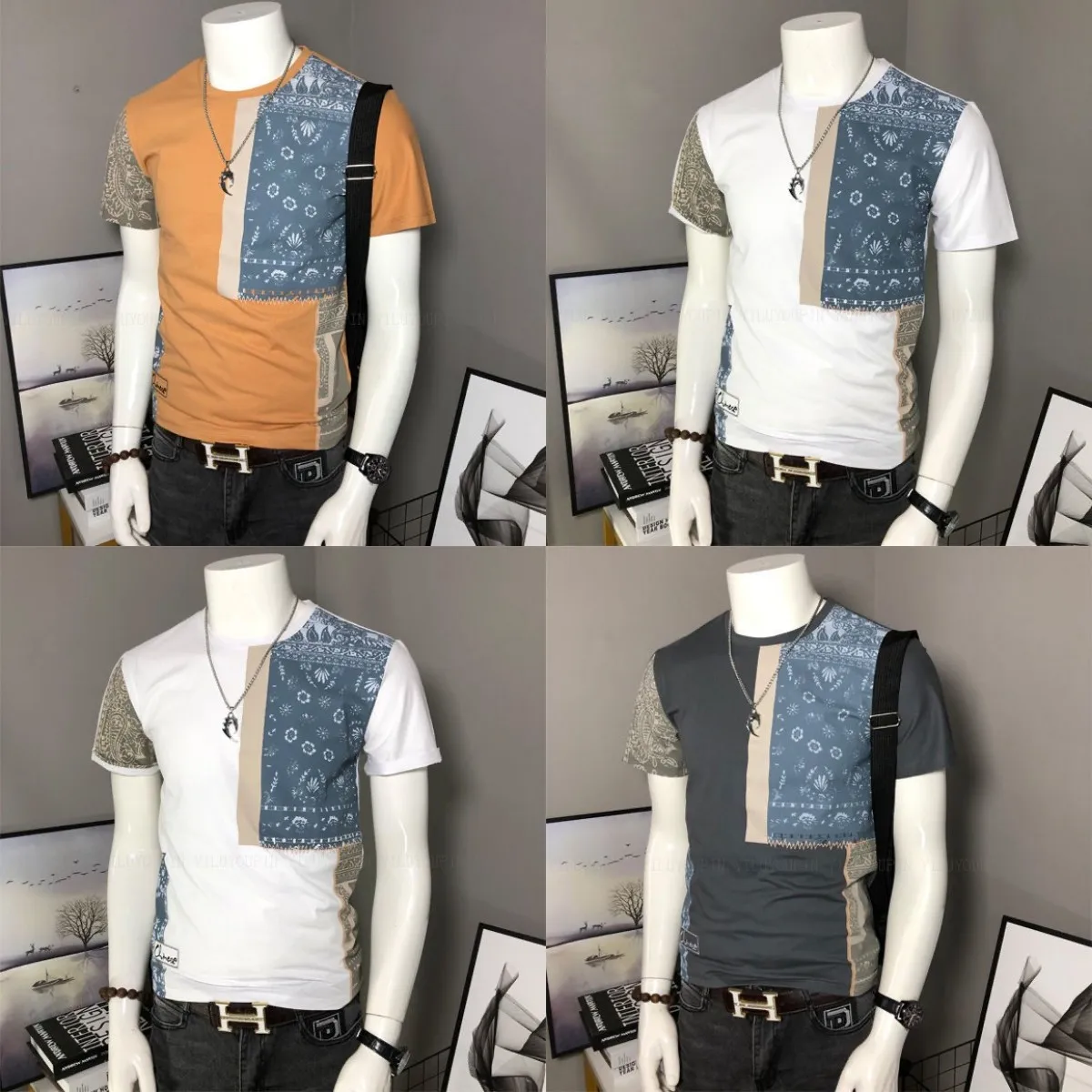 

New men's street t-shirts factory production men's T-shirts warehouse stock spot men's and women's T-shirts wholesale