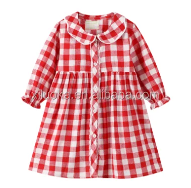 

Hot Sale Long Sleeve Check Pattern Bandage Cute Baby Girls Dress, Picture