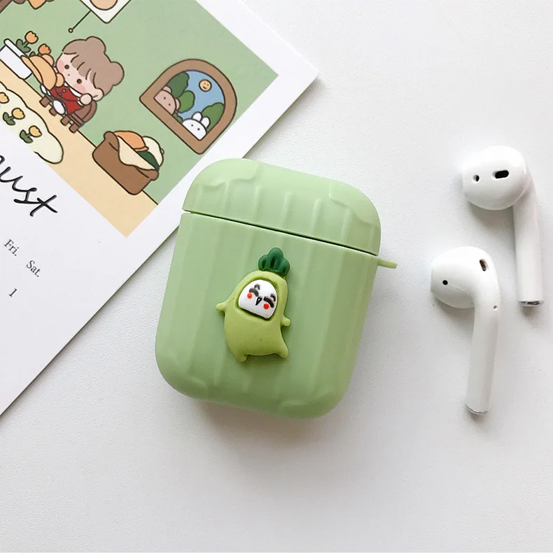 

One dollar Three-dimensional plant cute smiling face suitable for apple airpods protective cover plastic foldable storage box