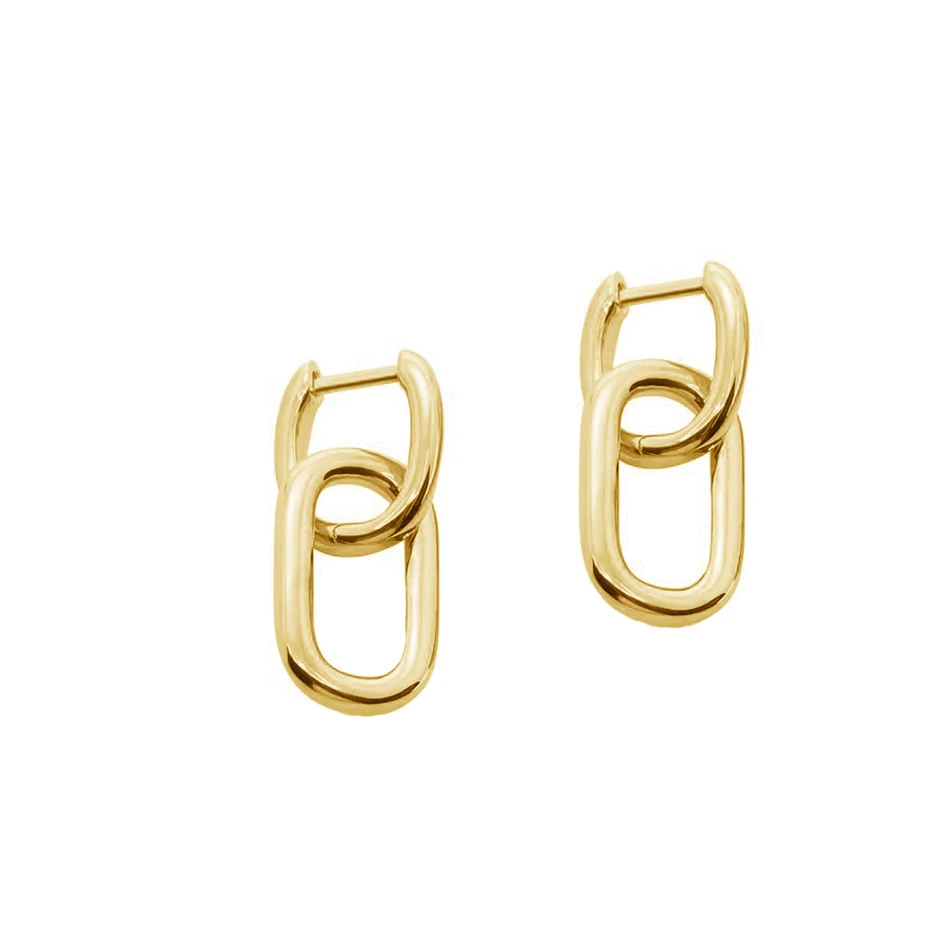 

High Quality Brass Earrings Wholesale 18K Gold Vermeil Link Drop Earrings For Women