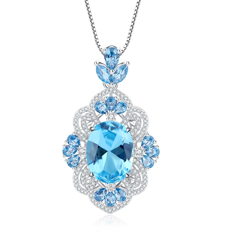 

London blue topaz similar ring classic necklace for women