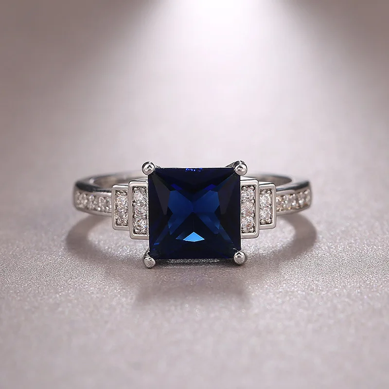 

Dr. Jewelry 925 Solid Sterling Silver Square Rainbow Gemstone Moissanite Diamond Engagement Ring For Women Jewelry, See picture